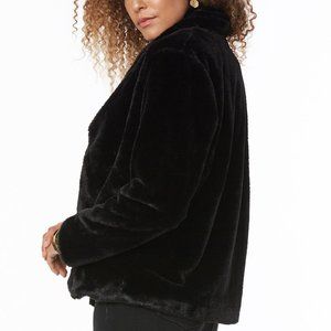 NYDJ Faux Fur Jacket Jet Black Womens M